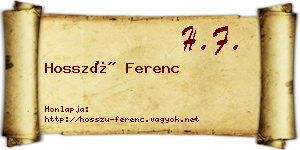 Hosszú Ferenc névjegykártya